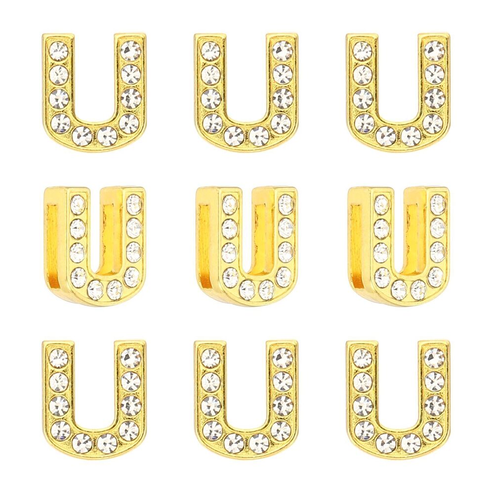 8892 30pcs Letter Charm, Rhinestone Letter Charm Crystal Alphabet Slide